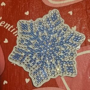 Handmade Blue Rhinestone Snowflake Magnet